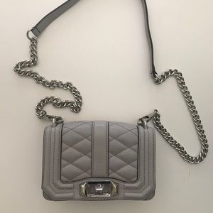 Small Grey Quilted Mini Crossbody Bag